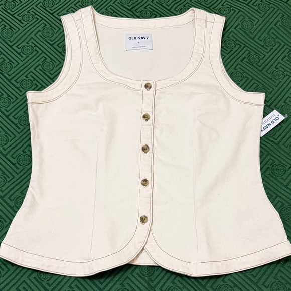Old Navy Jackets & Blazers - Old Navy Cream Button-Front Denim Vest M NWT